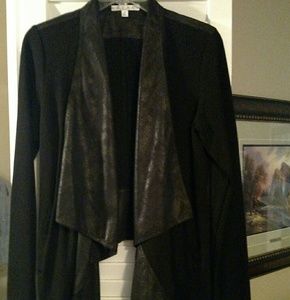 Cabi black jacket with faux leather trim